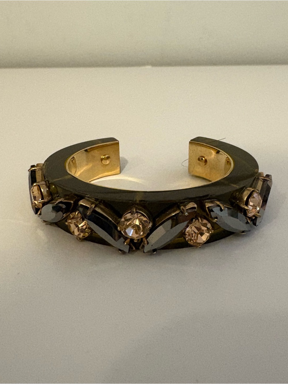 J. Crew Black Cuff Bracelet with Crystals